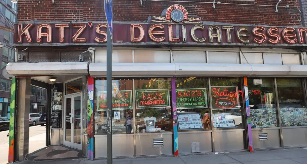 Historical Katz`s Delicatessen est. 1888, a famous restaurant, known for its Pastrami sandwiches in Lower East Side in Manhattan